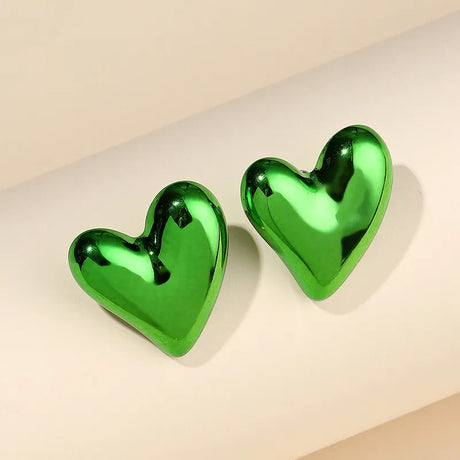 Colorful Acrylic Puffy Heart Stainless Steel Earrings