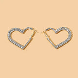 18KT Gold Plated Rhinestone Heart Earrings