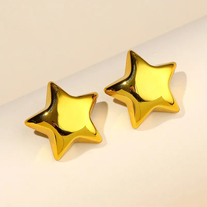Colorful Acrylic Puffy Stars Stainless Steel Earrings