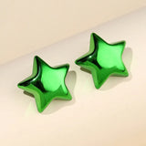 Colorful Acrylic Puffy Stars Stainless Steel Earrings