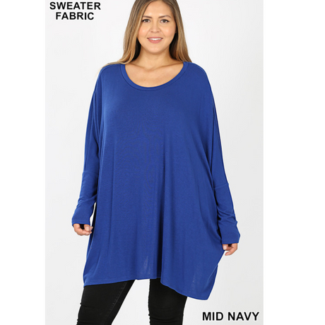 Oversized Scoop Neck Poncho Tunic