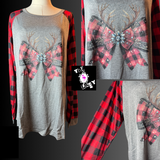 Buffalo Plaid Long Sleeve with Bow on Gray