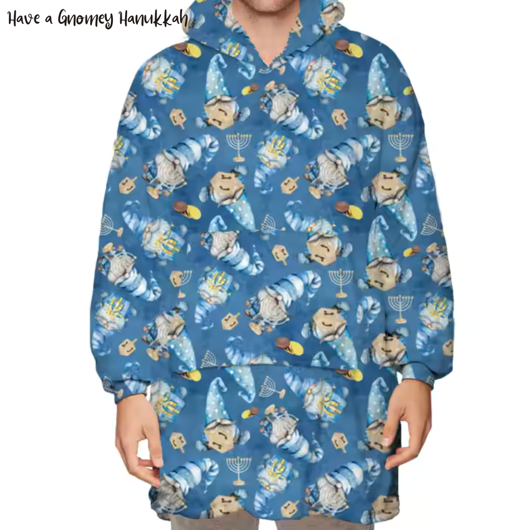 Blanket Hoodie Have a Gnomey Hanukkah