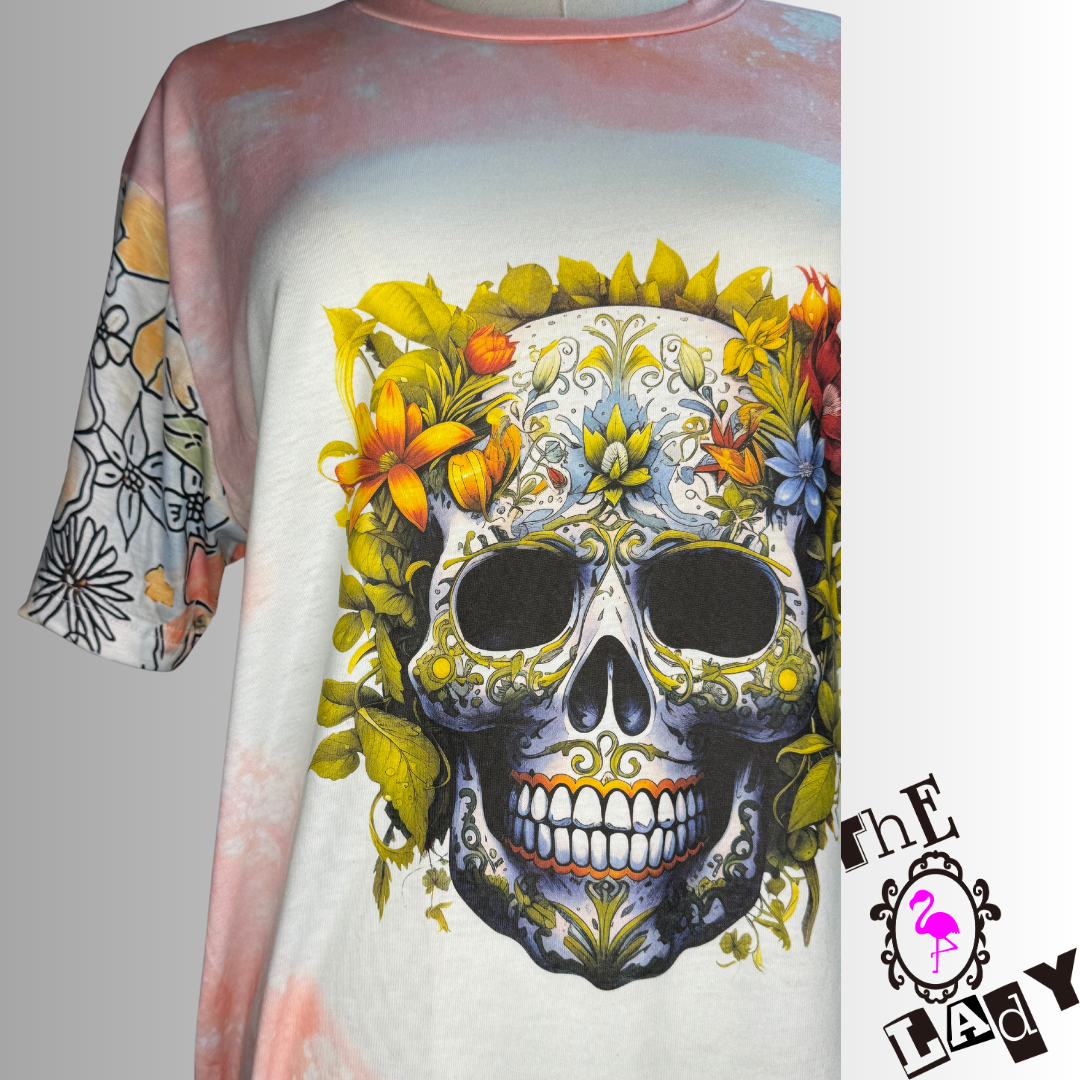 Oversized Floral Skull Tee