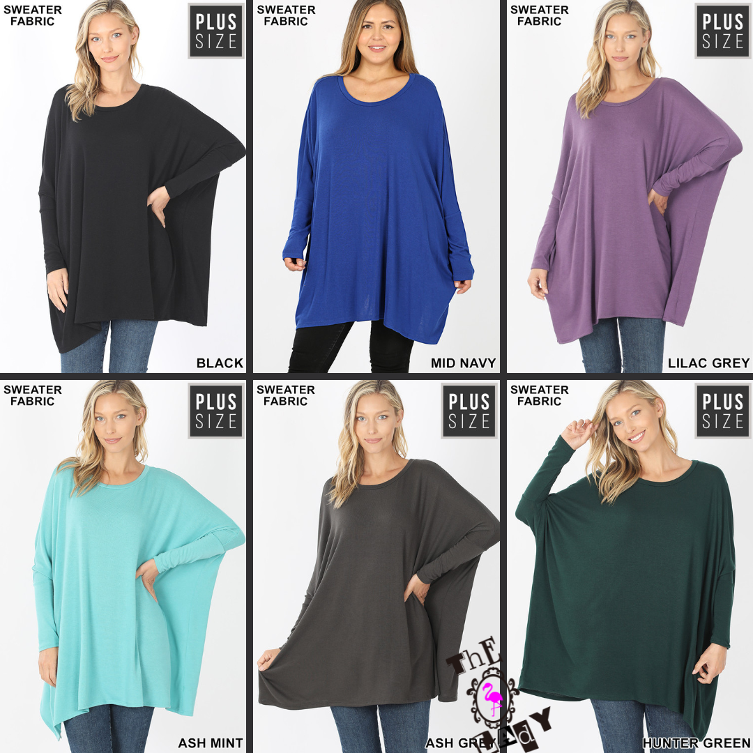 Oversized Scoop Neck Poncho Tunic