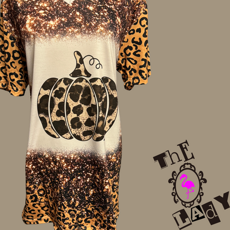 Cheetah Pumpkin Distressed Look Shirt