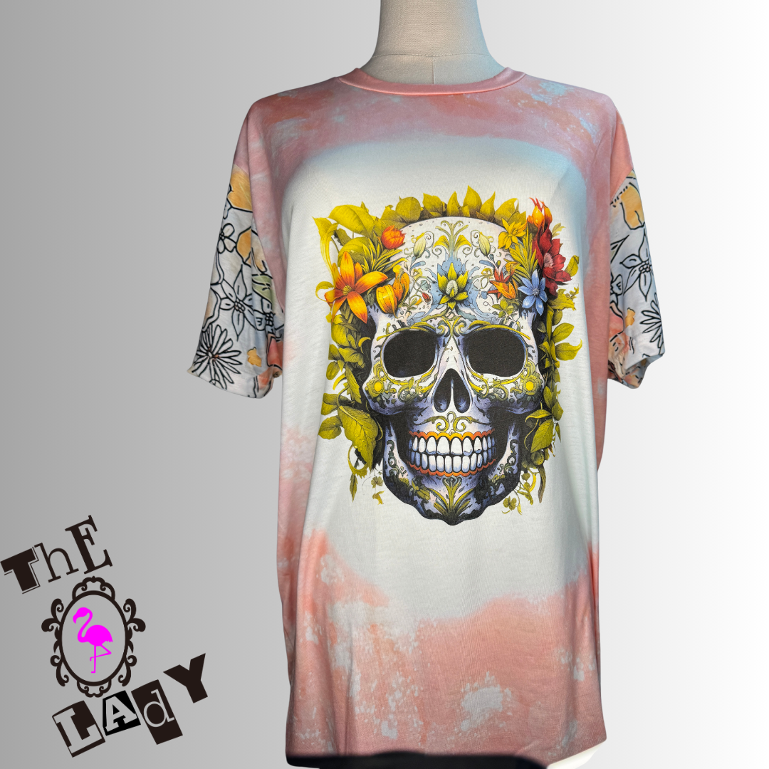 Oversized Floral Skull Tee