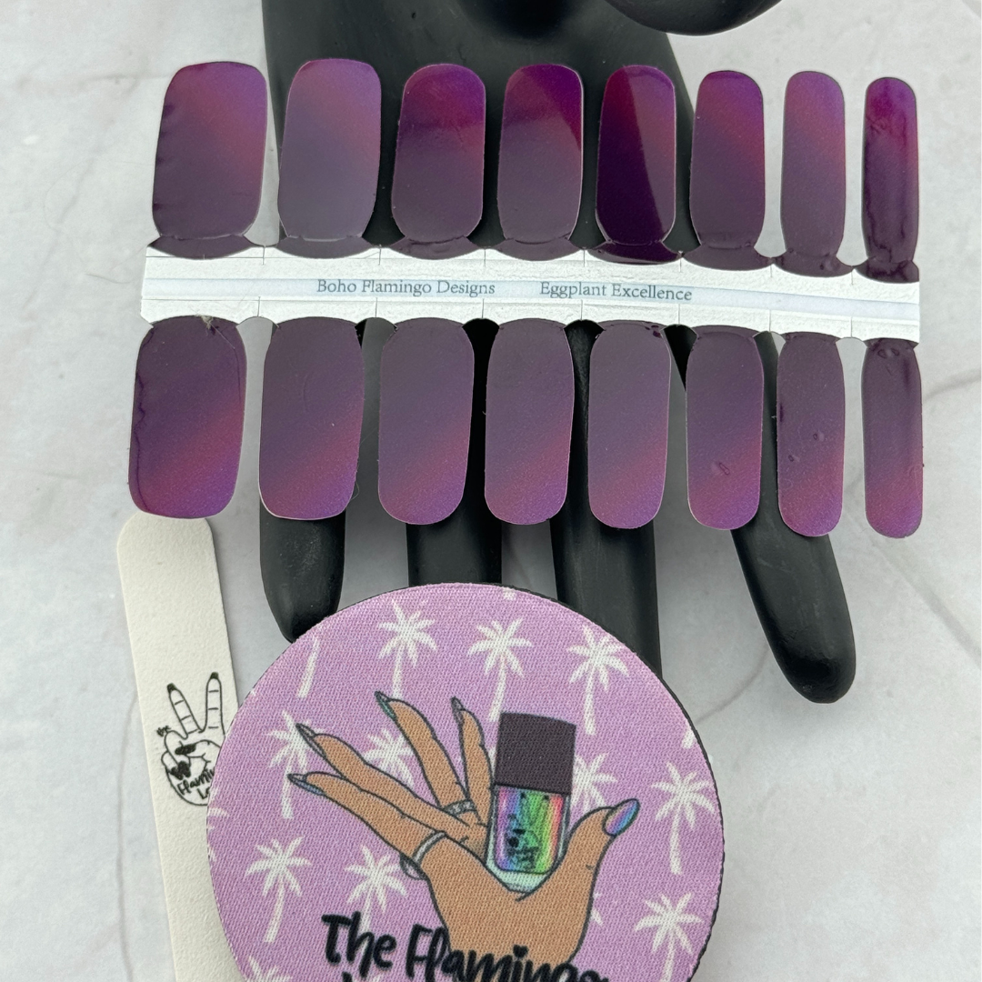 Glossy Eggplant Excellence - A Boho Flamingo Exclusive