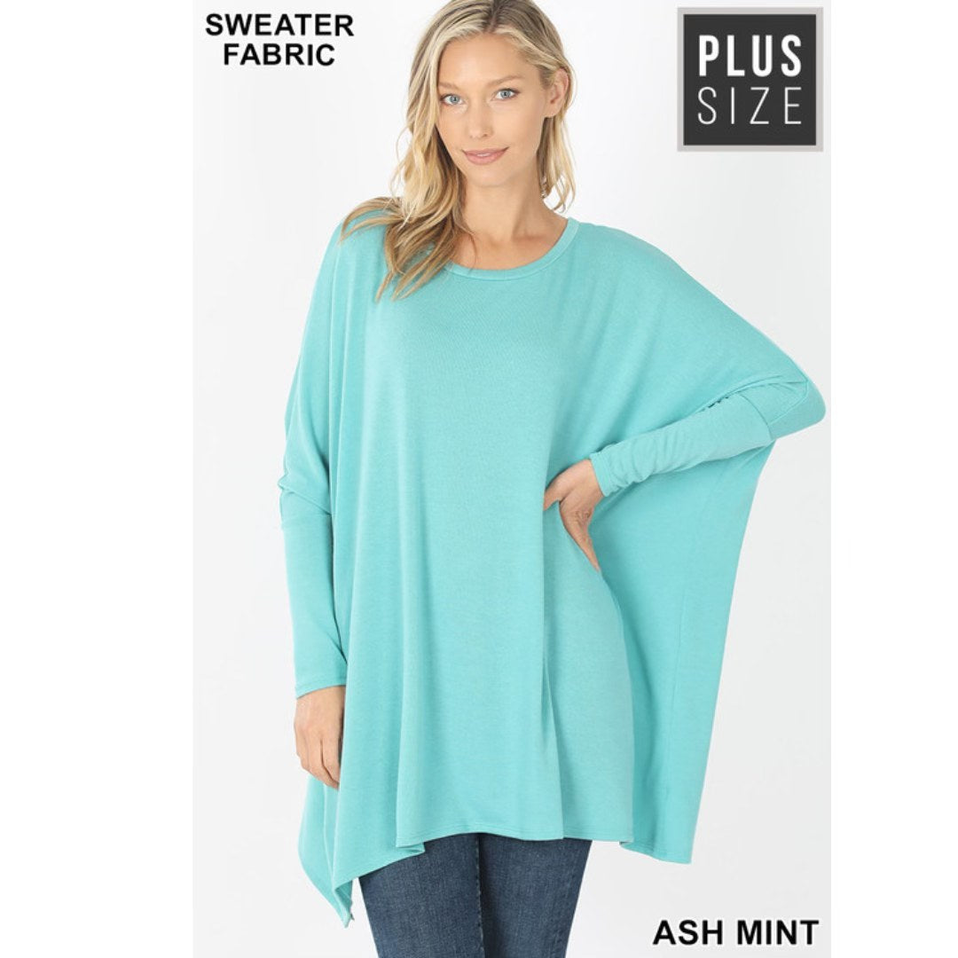 Oversized Scoop Neck Poncho Tunic