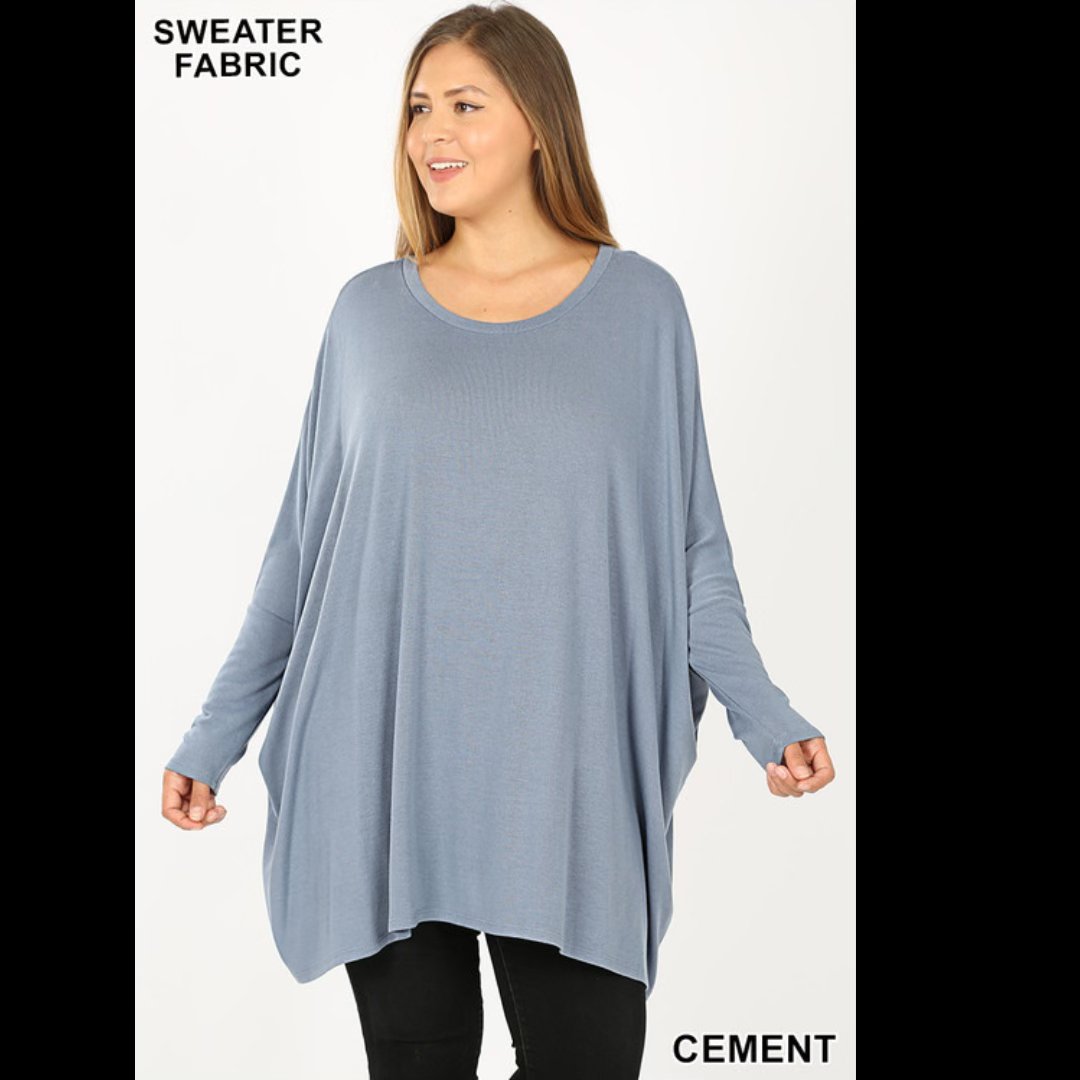 Oversized Scoop Neck Poncho Tunic