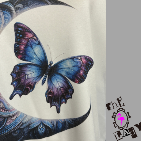 Oversized Moon and Butterfly Long Sleeve Shirt/Pullover