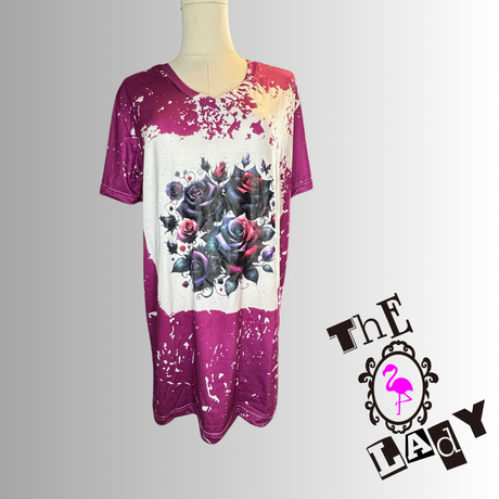 ONLY 1 in Stock Gothic Roses on Purple Tee