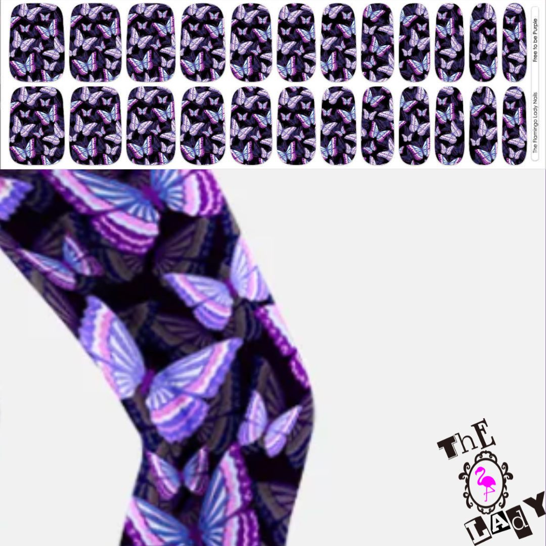 Lux Supreme Free to be Purple Matching Full length Leggings and Nails Bundle