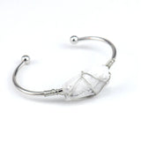Stainless Steel Coffin Shaped Crystal Open Bangle