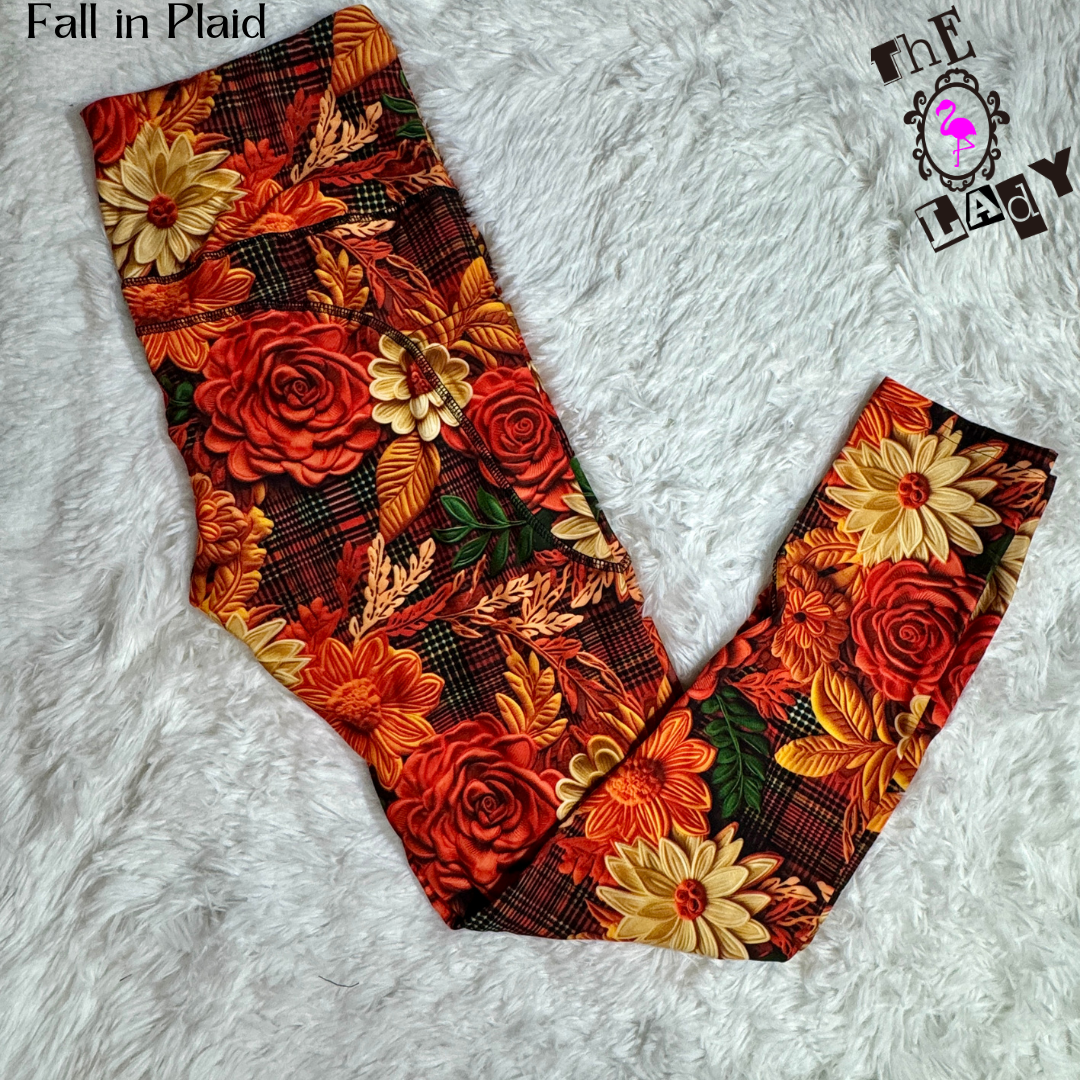 XS/S Fots Sizes 2-10 Fall in Plaid Full Length Leggings