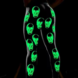 XS/S Fits Sizes 2-10 Glow in the Dark Skull Full Length Sport Leggings