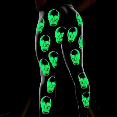 Glow in the Dark Skull Full Length Sport Leggings