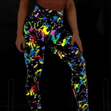 Glow in the Dark Splatter Full Length Sport Leggings