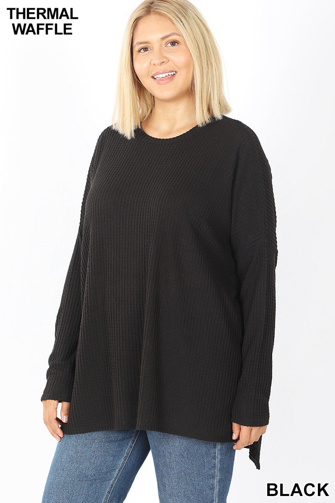 Brushed Thermal  Knit  HI-LOW Plus SIze Sweater Tunic