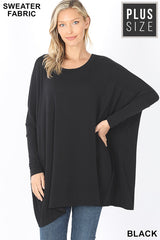 Oversized Scoop Neck Poncho Tunic