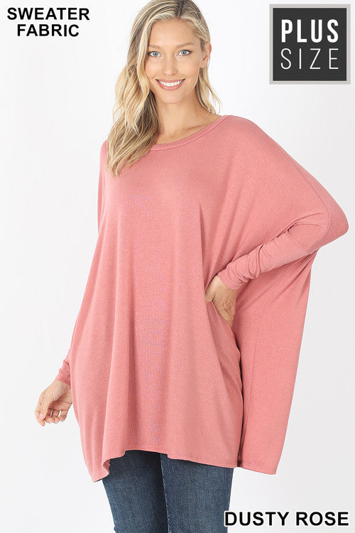 Oversized Scoop Neck Poncho Tunic