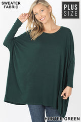 Oversized Scoop Neck Poncho Tunic