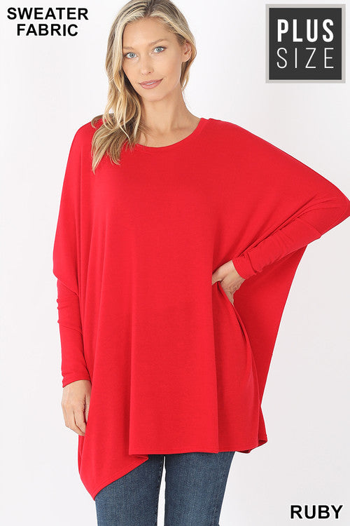 Oversized Scoop Neck Poncho Tunic