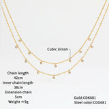 Ball Chain Stainless Steel CZ Necklace in Silver
