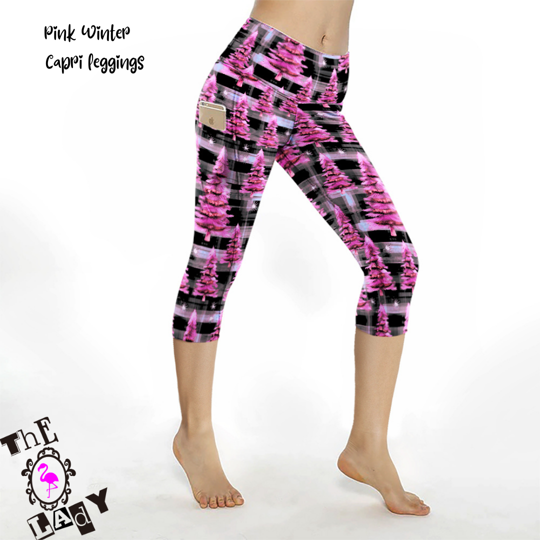 Pink Winter Capri Length Legging