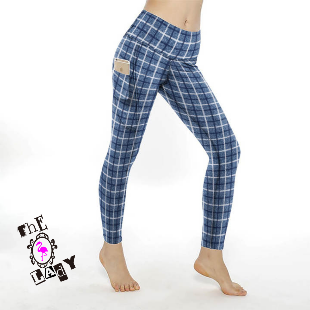 Plaid Blues Full Length Leggings