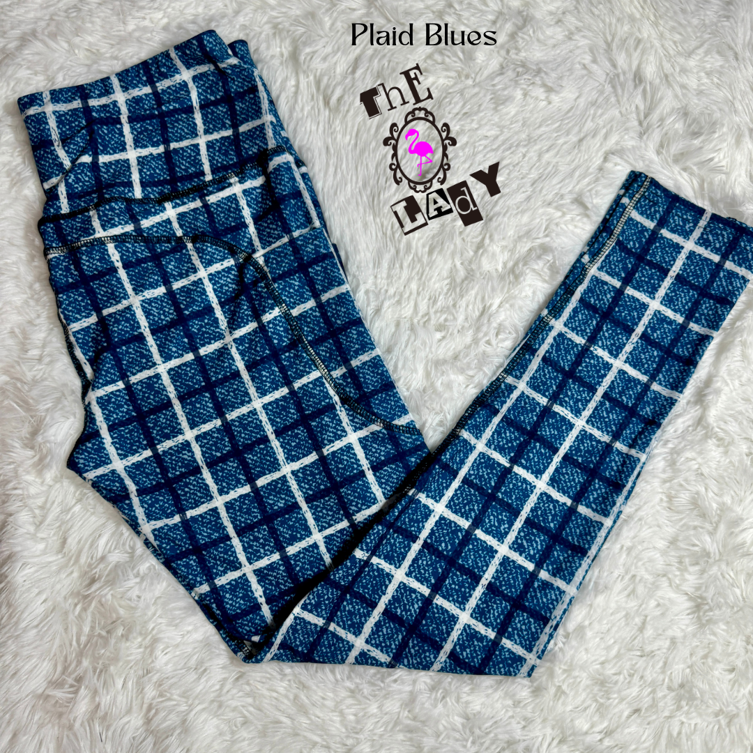 Plaid Blues Full Length Leggings