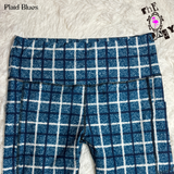 Plaid Blues Full Length Leggings With Free set of Lux Supreme Nails