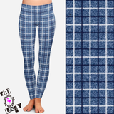 Plaid Blues Full Length Leggings