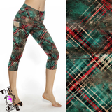 Plaid in Distress Capri Length Legging