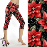 Poinsettia Pretty Capri Length Leggings