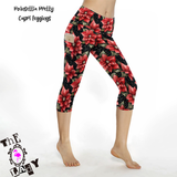 Poinsettia Pretty Capri Length Leggings