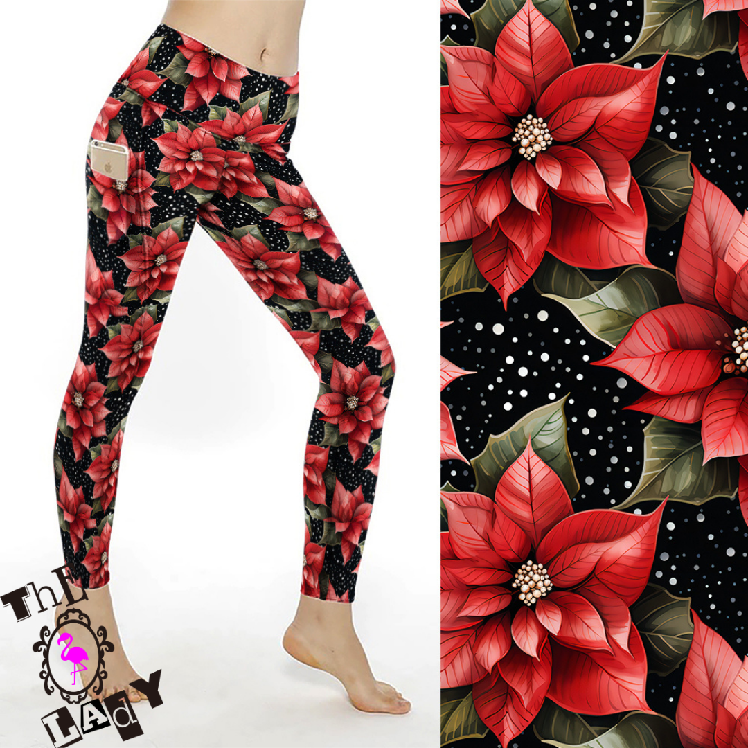 Poinsettia Pretty Full Length Leggings