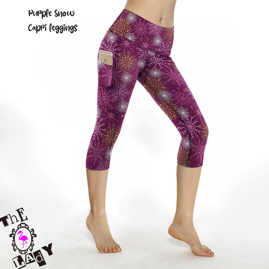 Purple Snow Capri Length Legging