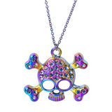 Rainbow Stainless Steel Skull & Crossbones Necklace
