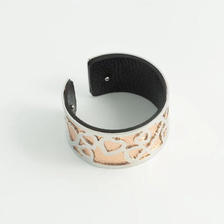 Stainless Steel and Vegan Leather Open Bangle