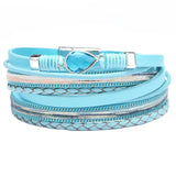 Water Drop Crystal Vegan Leather Wrap with Magnetic clasp in Blue