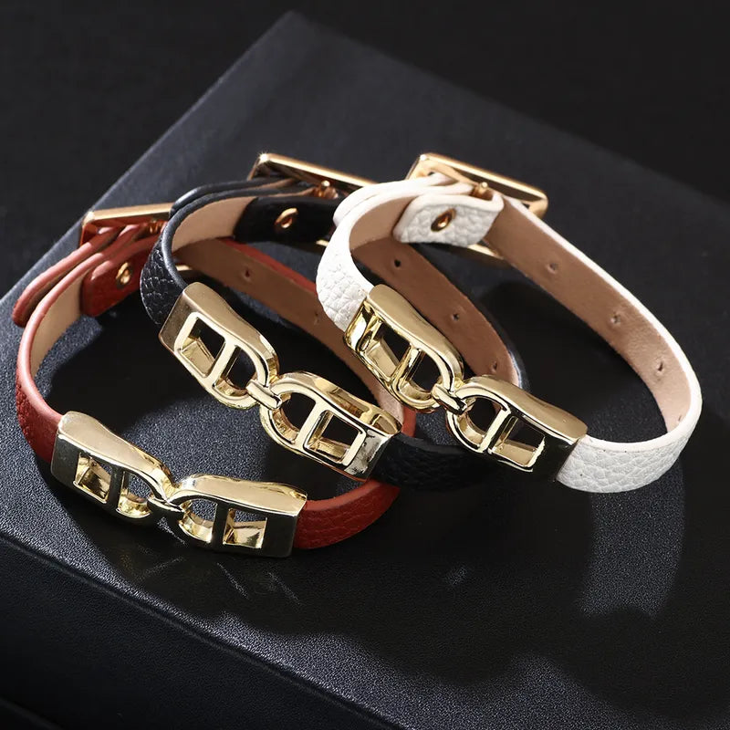 Designer Vegan Leather  Buckle Bracelet
