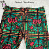 Stained Glass Roses Full Length Leggings