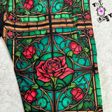 Stained Glass Roses Full Length Leggings