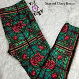 Stained Glass Roses Full Length Leggings