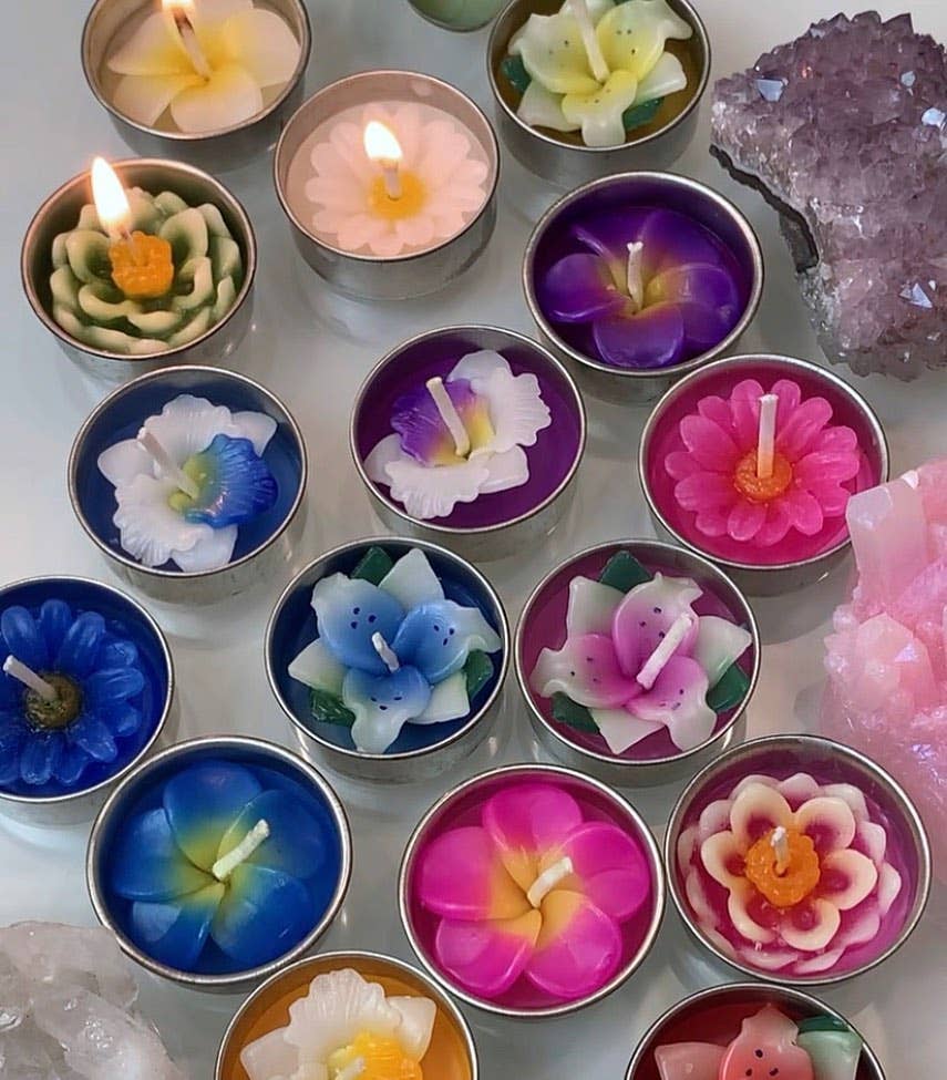 Tropical Flower Tealight Candles (made for Zen Den): SET C (8 tealights) = 8 Daisies