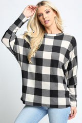 Buffalo Plaid Long Sleeve Dolman Plus Size Tunic