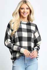 Buffalo Plaid Long Sleeve Dolman Plus Size Tunic