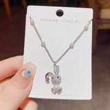 Faux Pearl Stainless Steel Bunny Necklace