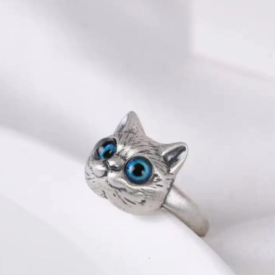 Adjustable Blue Big Eyed Ring